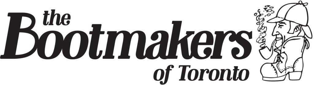 Logo des Bootmakers de Toronto avec un artisan portant un chapeau, fumant et tenant une chaussure.