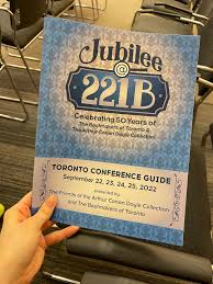 Guide de la conférence de Toronto pour le Jubilee @ 221B, célébrant 50 ans des bandes dessinées à Toronto, daté du 22 au 25 septembre 2022.